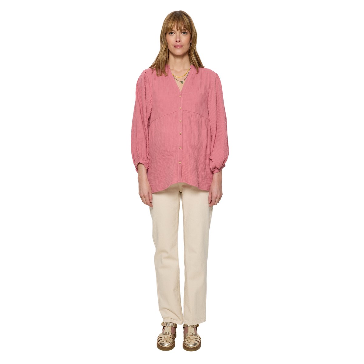 Blouse grossesse et allaitement rose, VERTBAUDET