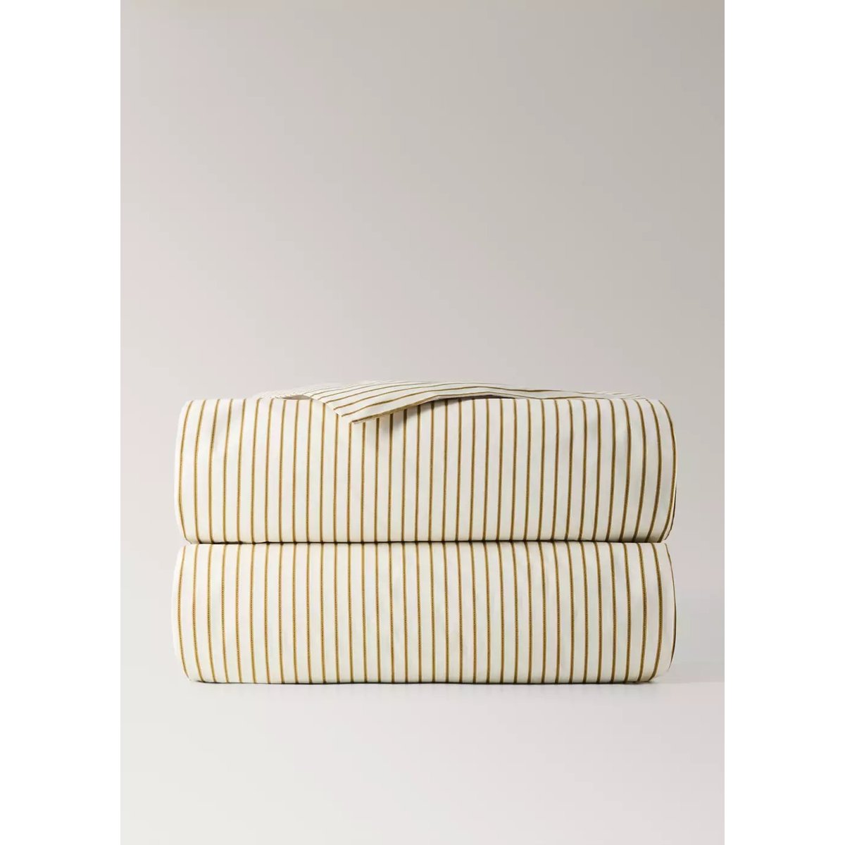 Housse de couette percale de coton imprimé à rayures Lit 90 cm ocre, MANGO HOME