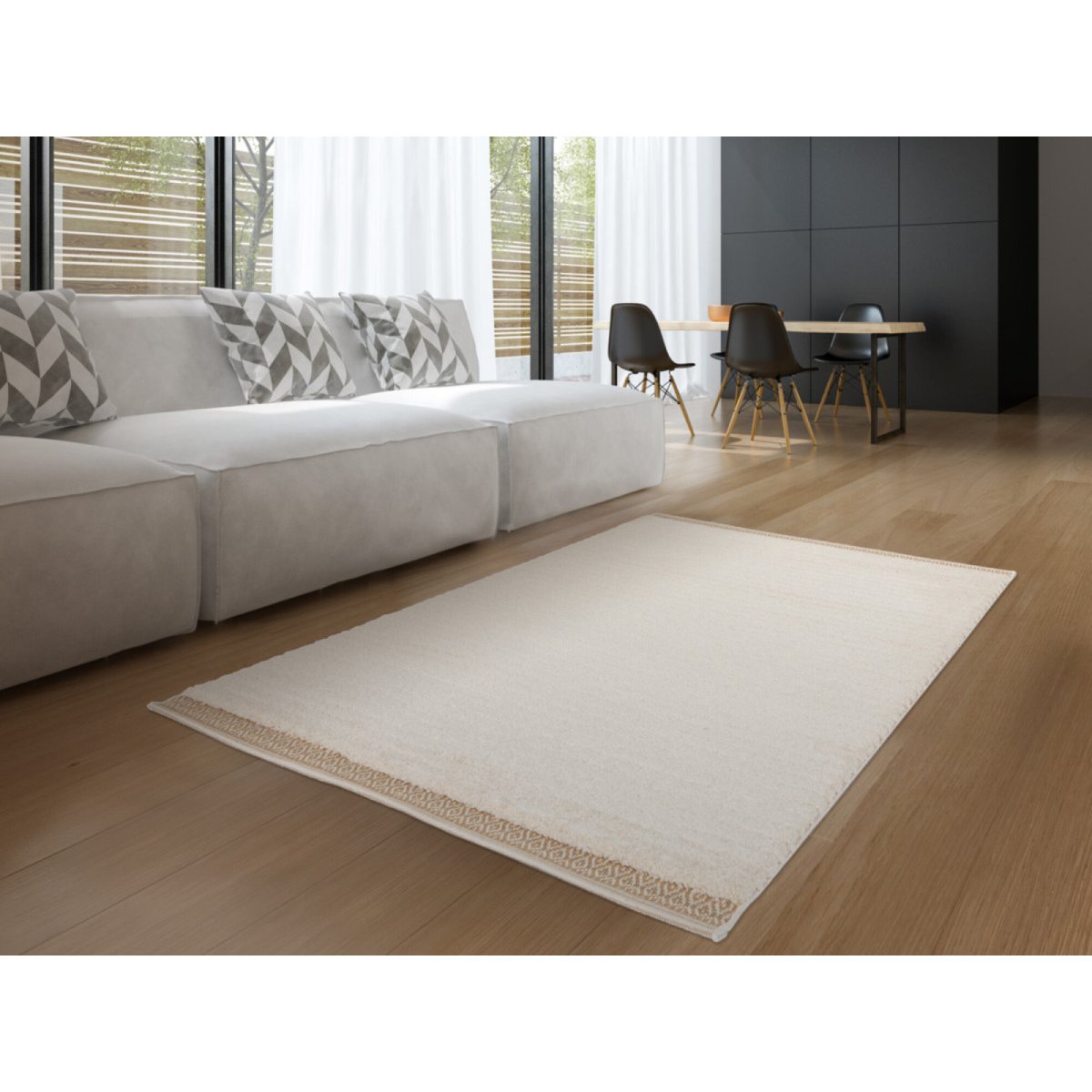 Tapis poils courts style moderne, NUBIO beige, BOBOCHIC