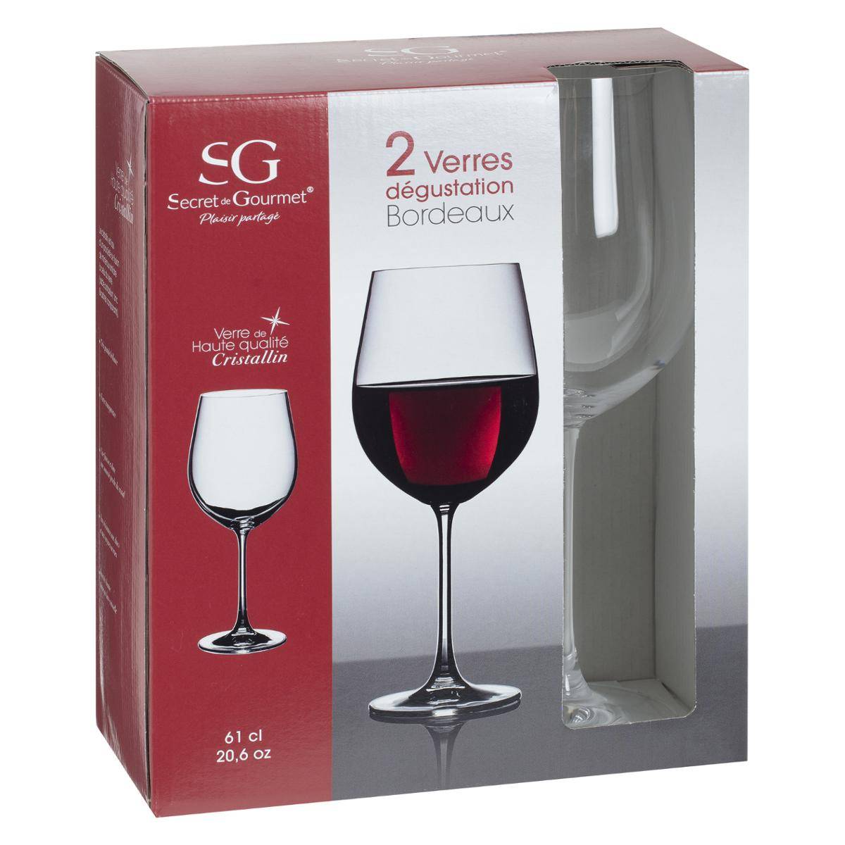 Lot de 2 verres hauts en verre 24,6 cm DEGUS transparent, SECRET DE GOURMET