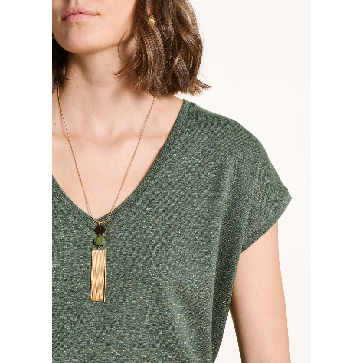 T-shirt fluide manches courtes kaki, LA FEE MARABOUTEE