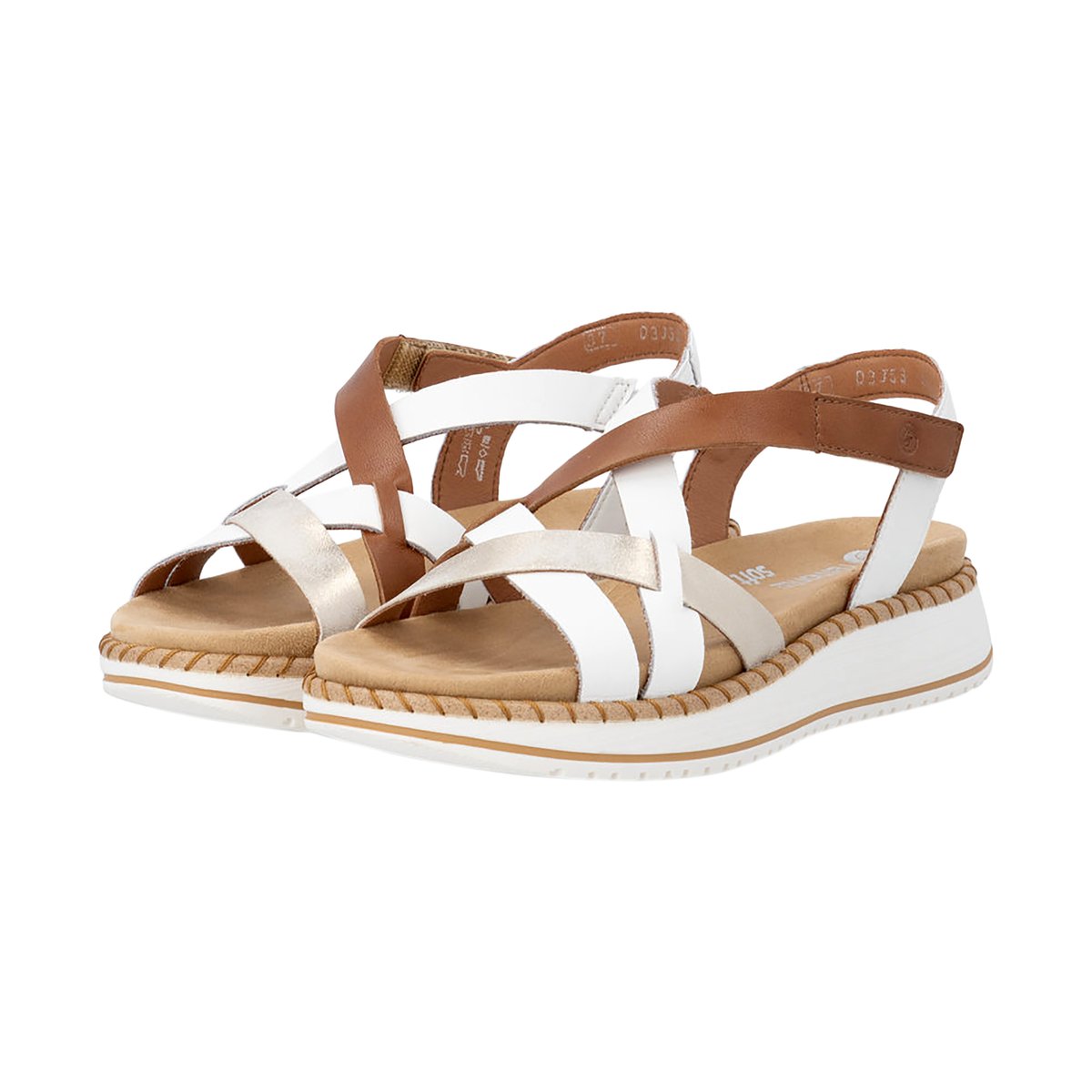 Sandale Cuir Compensée blanc combi, REMONTE