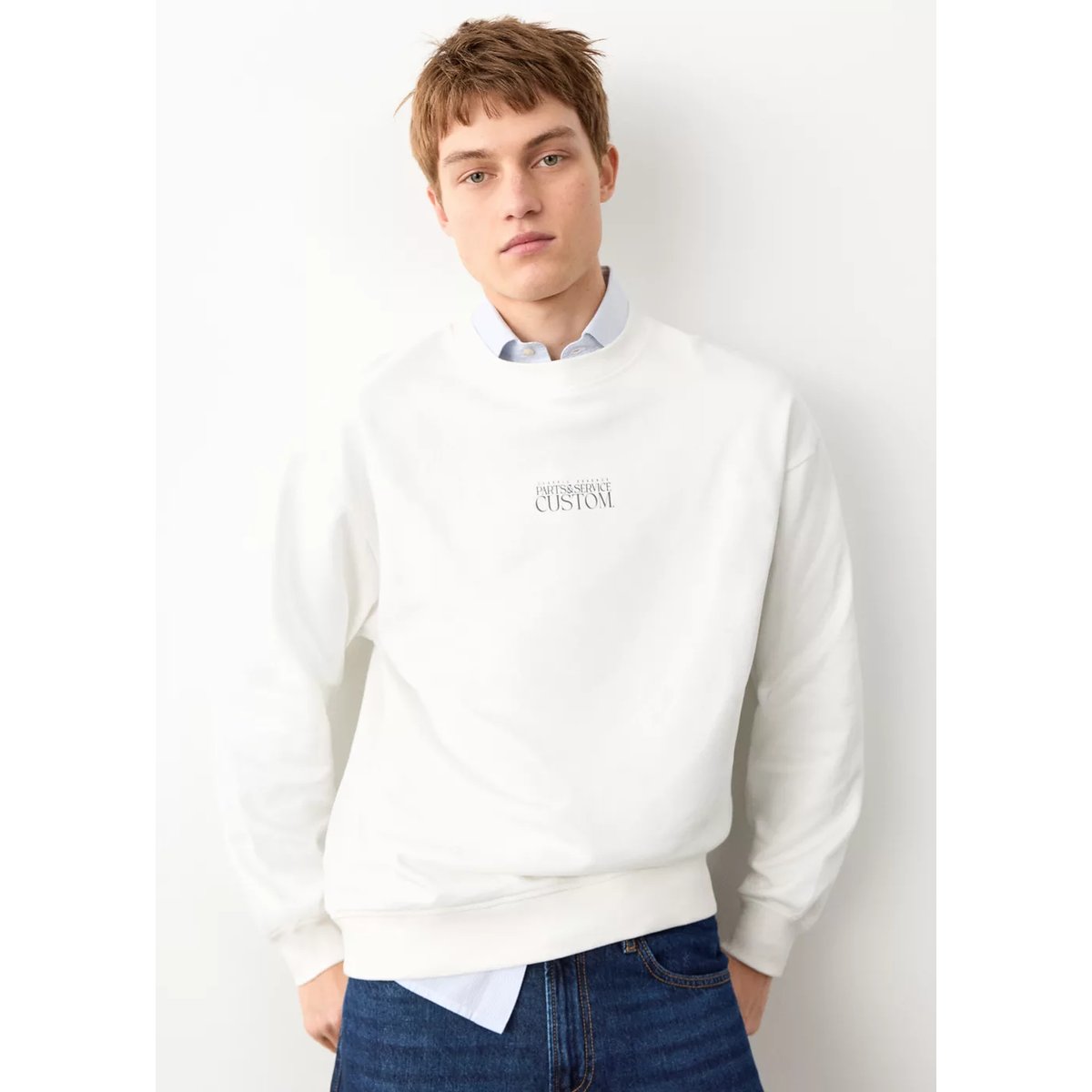 Sweat-shirt coton imprimé blanc cassé, MANGO TEEN