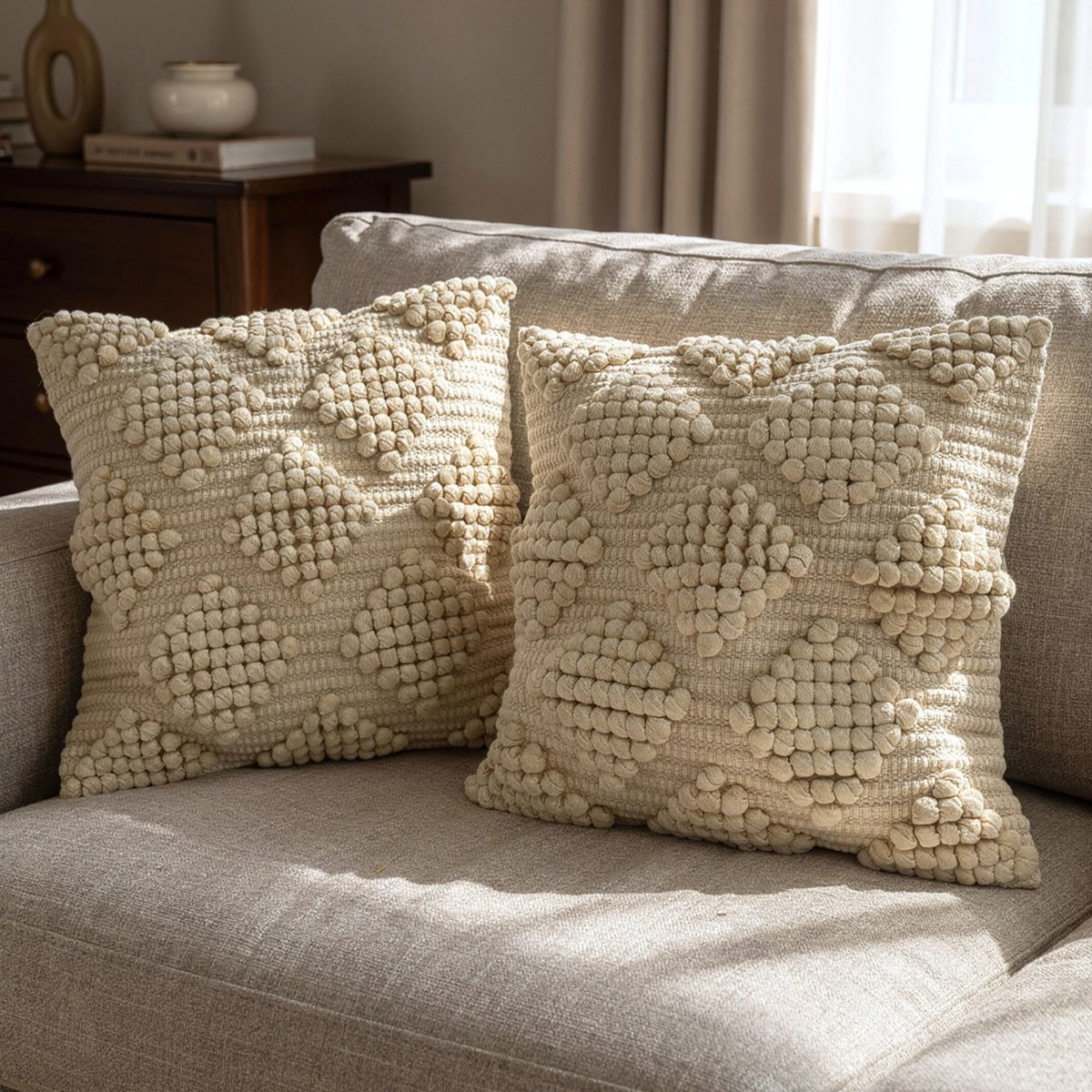Housse de coussin Loeva crème, ARCHIV