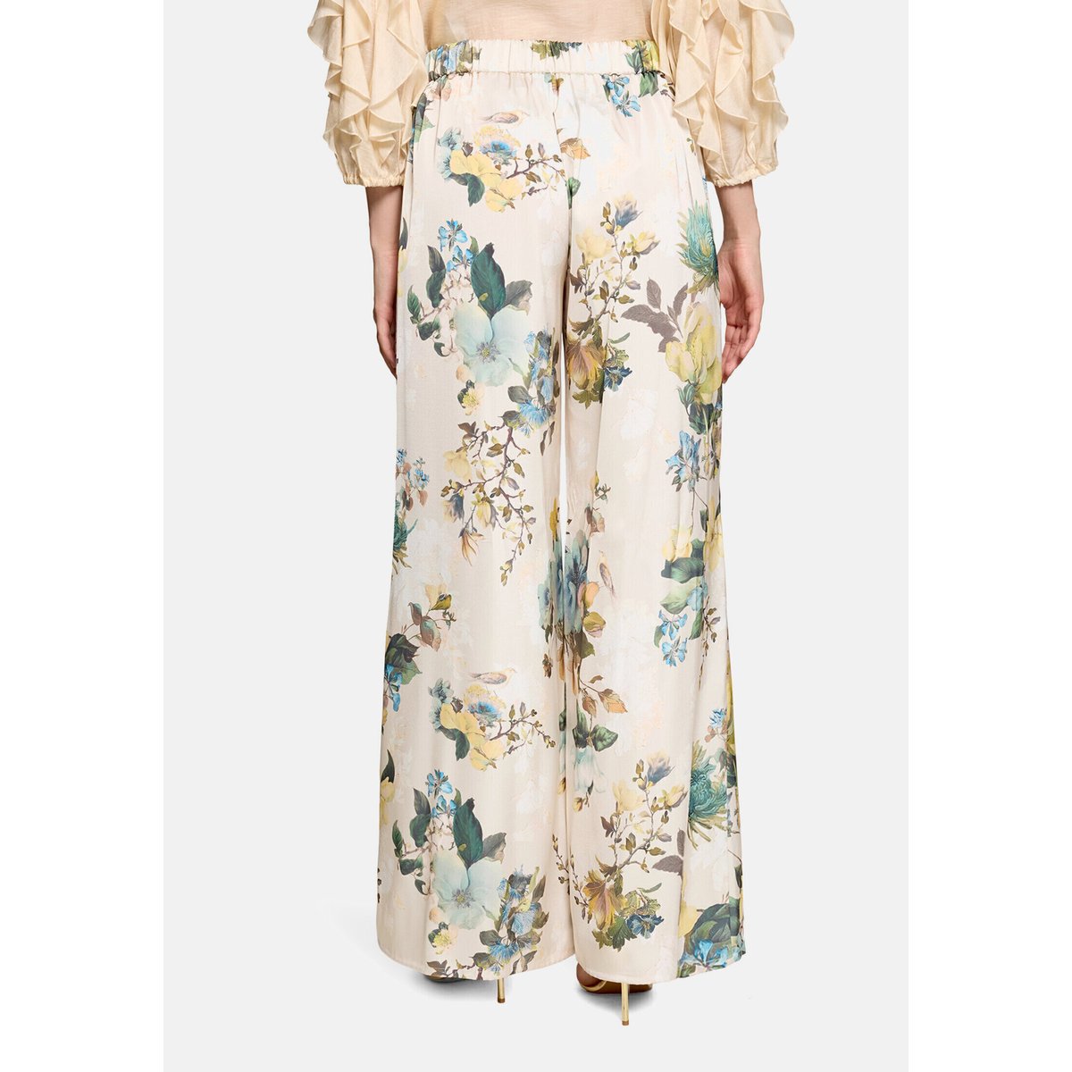 Pantalon Marlene à imprimé à fleurs cream/mint, VERA MONT