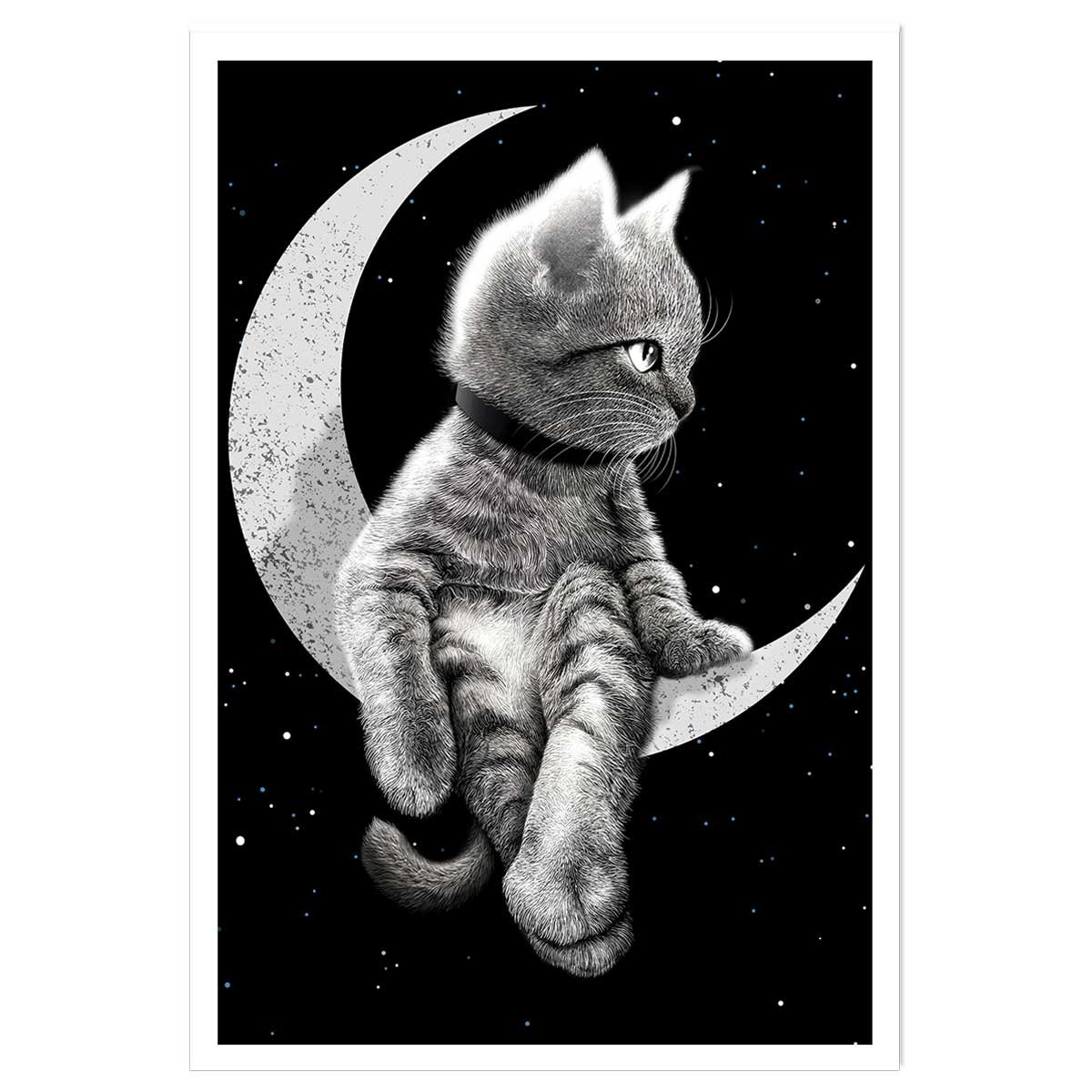 Affiche enfant chat rêveur affiche seule, HEXOA