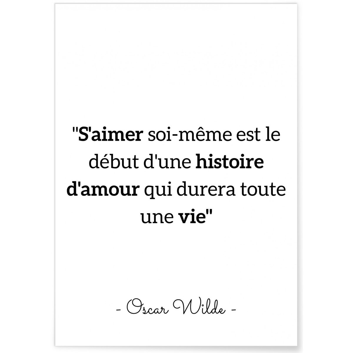 Affiche Oscar Wilde 'S'aimer soi même...' blanc, L'AFFICHERIE