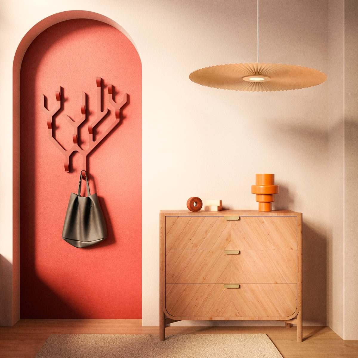 Commode en chêne teinté à 3 tiroirs, poignées en laiton, MARIUS chêne, HARTO