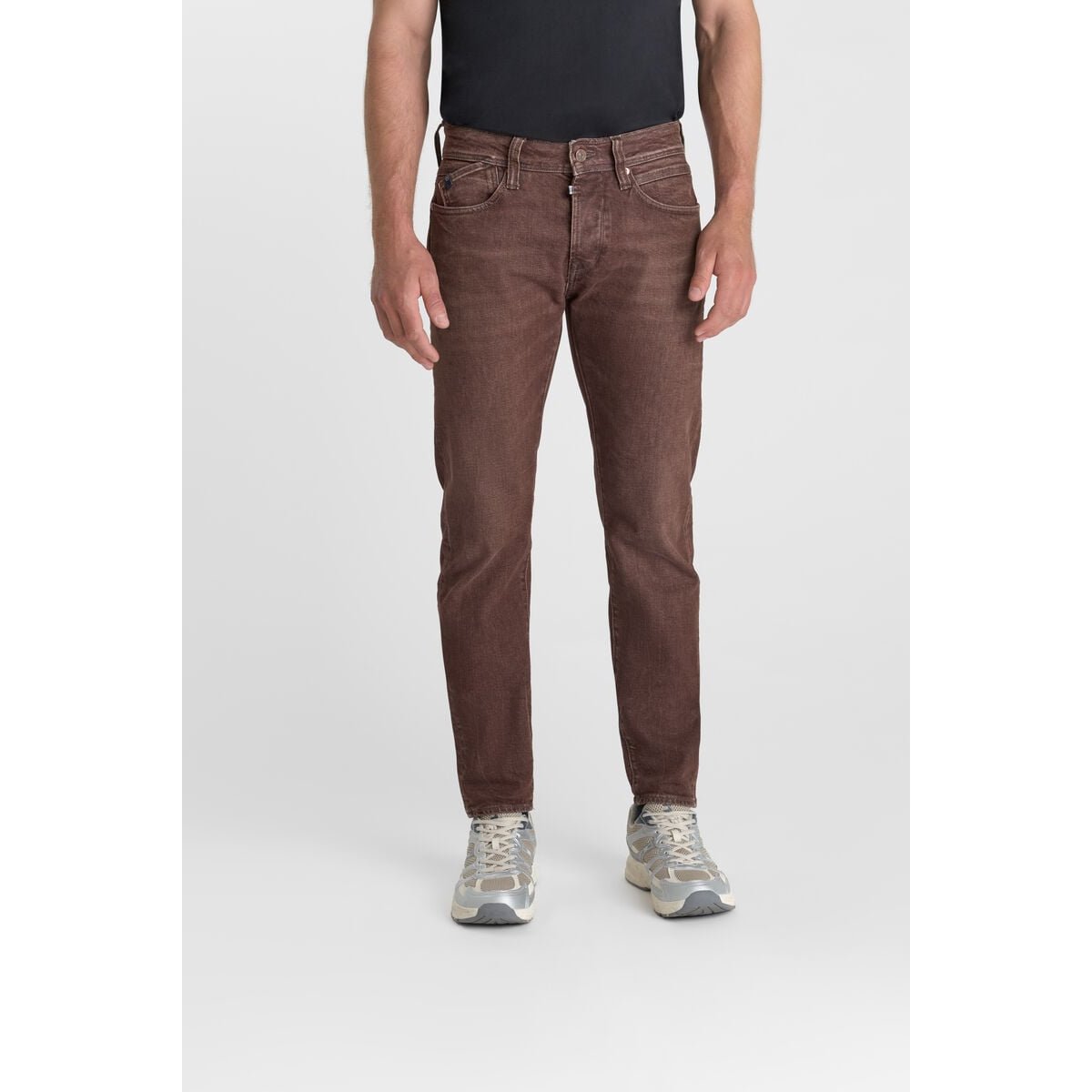 Jeans slim stretch 700/11, longueur 34 brown, LE TEMPS DES CERISES