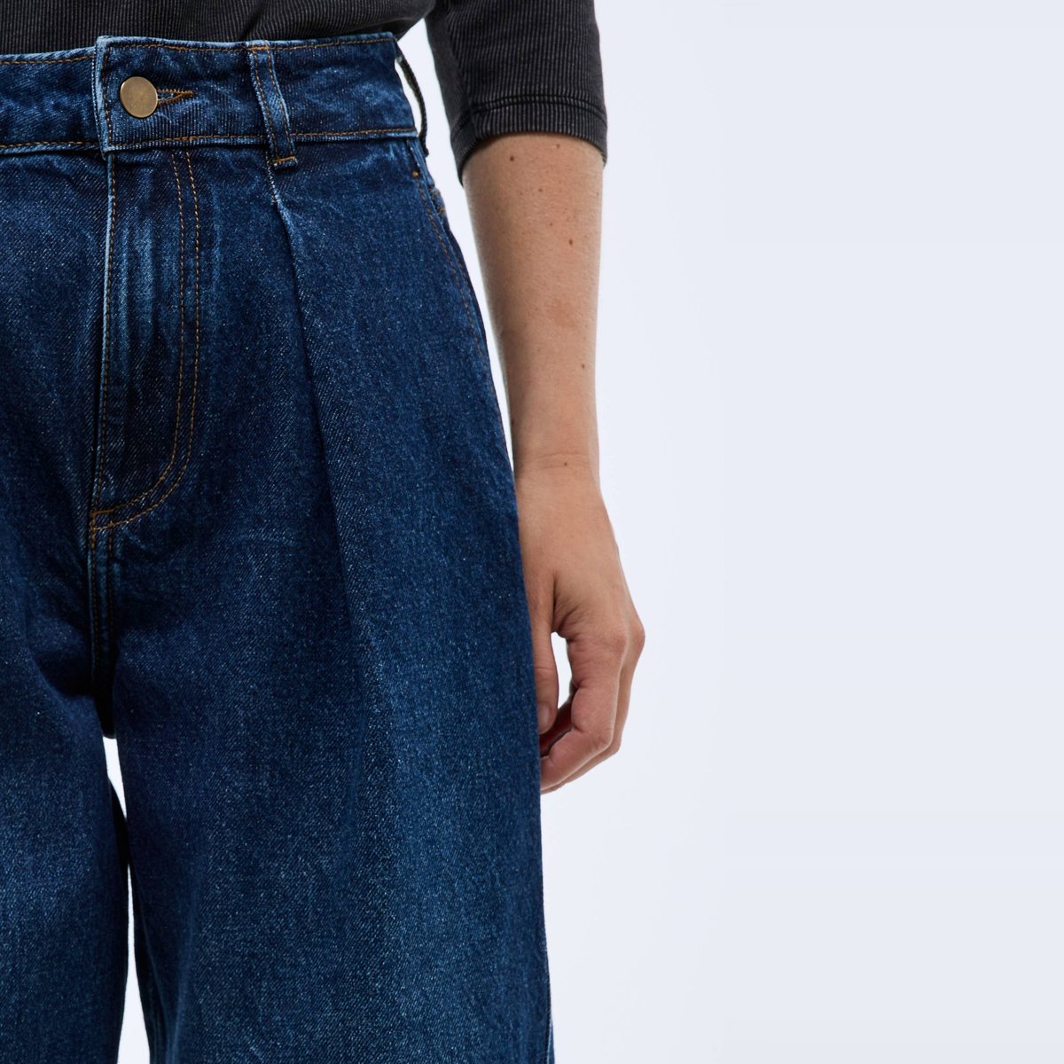 Jean large à pince en denim stone denim, MONOPRIX