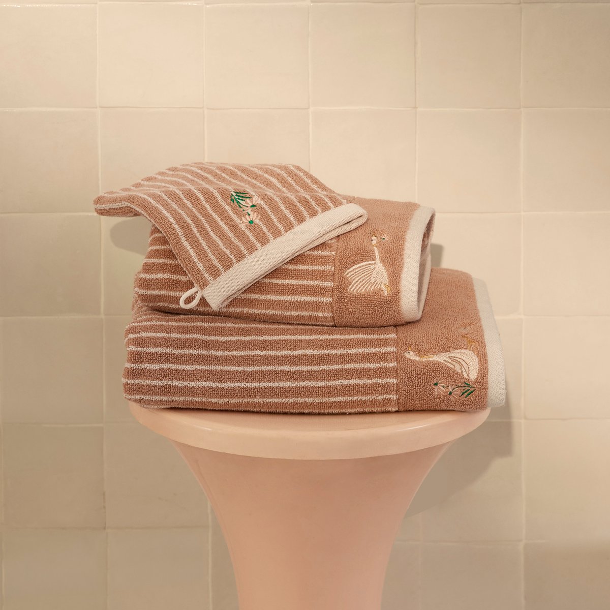 Cape de bain coton bio CÉLESTINE moka, CARRE BLANC