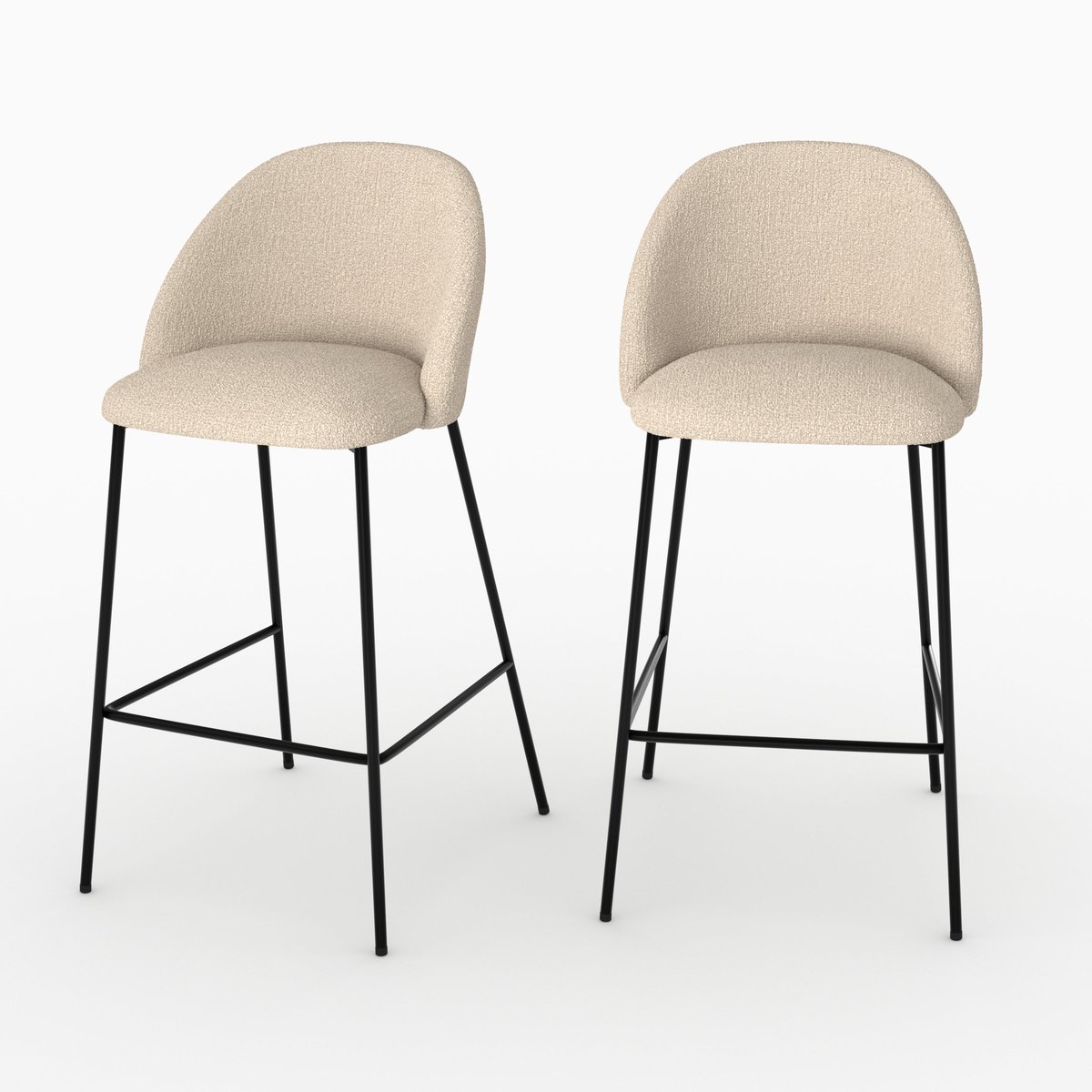 Lot de 2 chaises pour îlot central en tissu bouclé crème 66 cm - KARL crème, MAISON PAVANE
