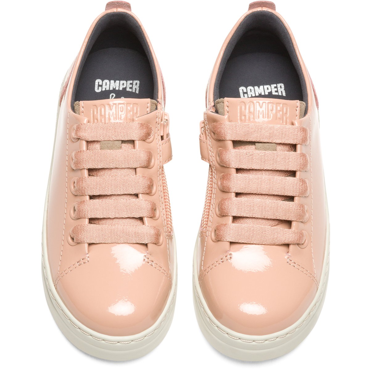 Baskets cuir RUNNER UP Cuir doux effet verni / Cuir velours nude, CAMPER
