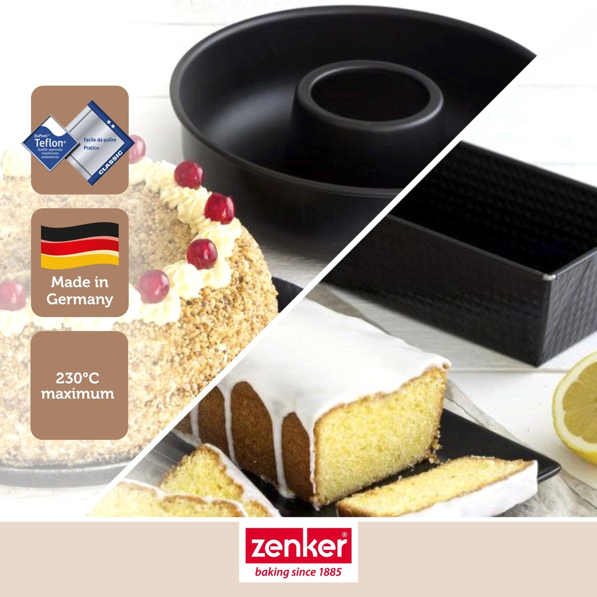 Set de moule à cakes et moule à savarins noir, ZENKER