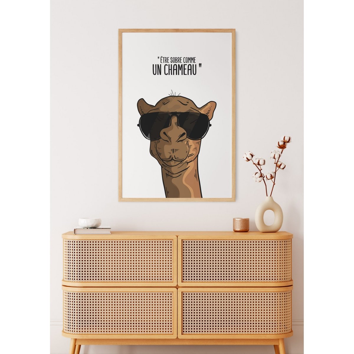 Affiche 'Sobre comme un chameau' blanc, L'AFFICHERIE