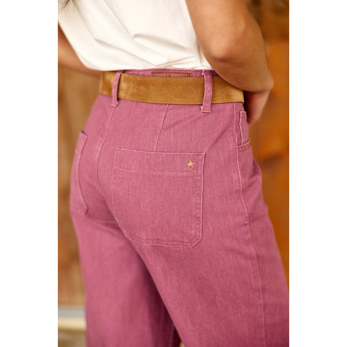 Pantalon large uni PATLANTY 40-rose, LA PETITE ETOILE