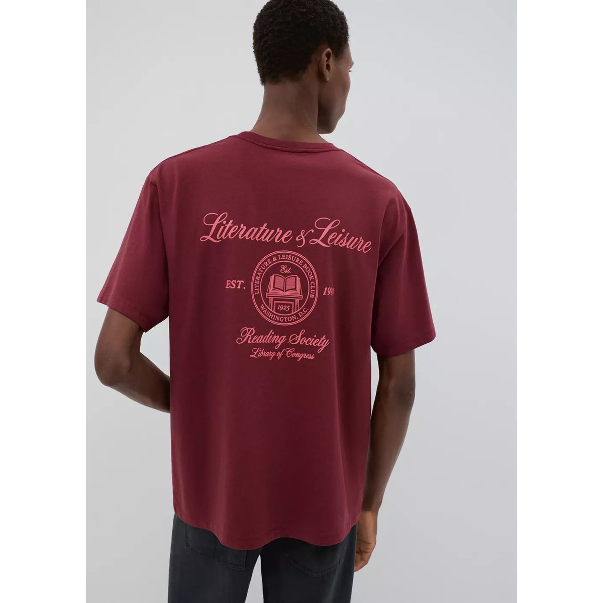 T-shirt en coton imprimé bordeaux, MANGO TEEN