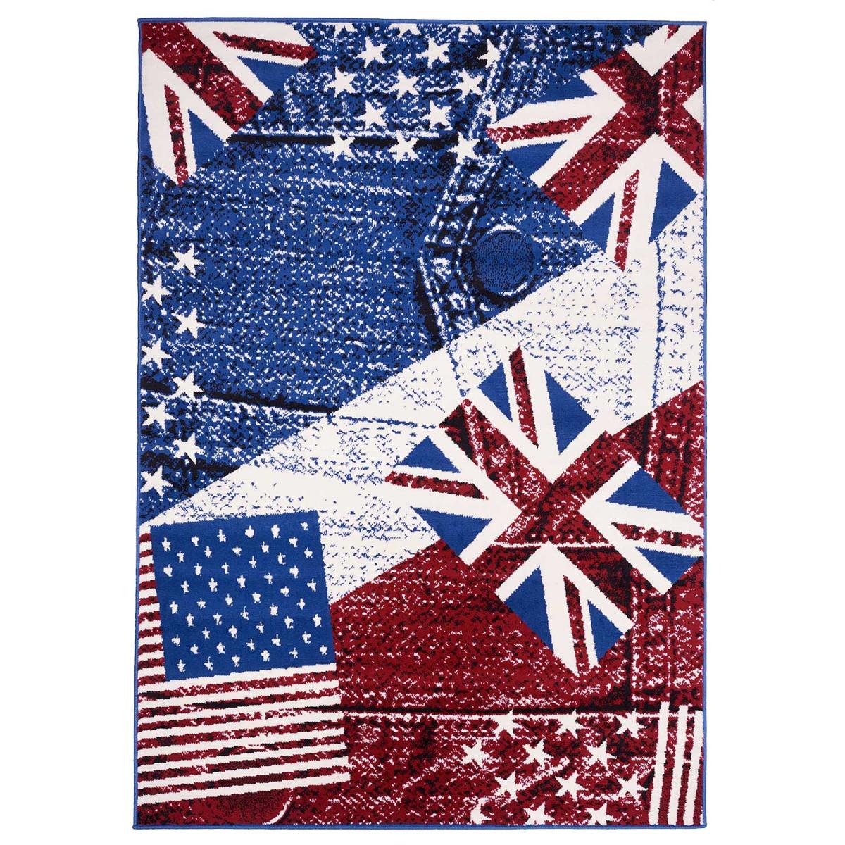 Tapis enfant tissé LYN1 USA UK bleu, UN AMOUR DE TAPIS