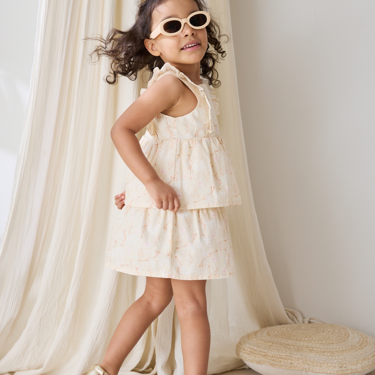 Robe enfant en popeline Poésie d'été vanille, PETIT BEGUIN