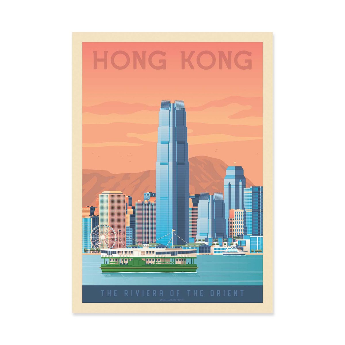 Affiche d'art - Hong Kong - Olahoop Travel Posters orange, WALL EDITIONS