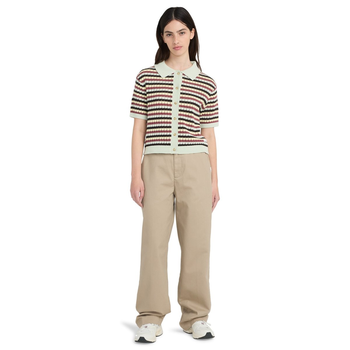 Polo CROCHET STRIPES noir crochet stripes off black, ELEMENT