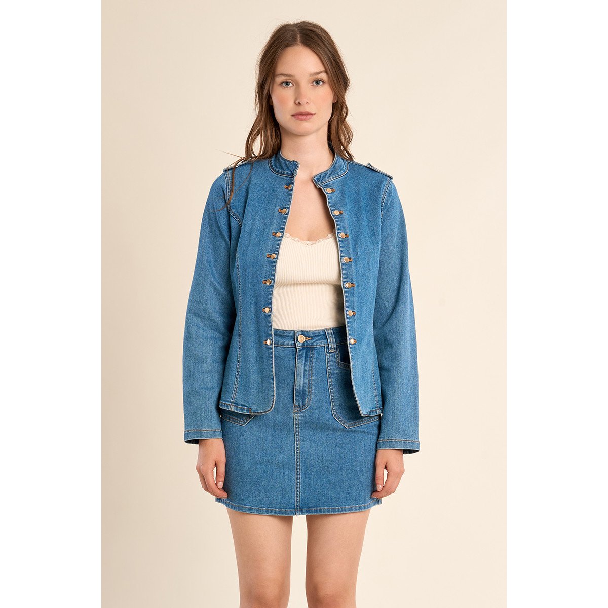 Veste en denim, officier light blue denim, MOLLY BRACKEN