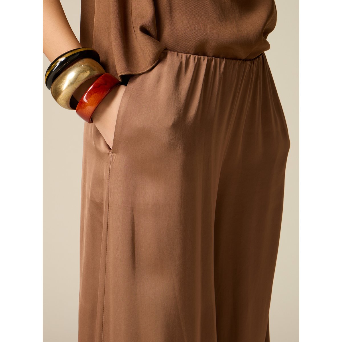Pantalon palazzo marron, OLTRE