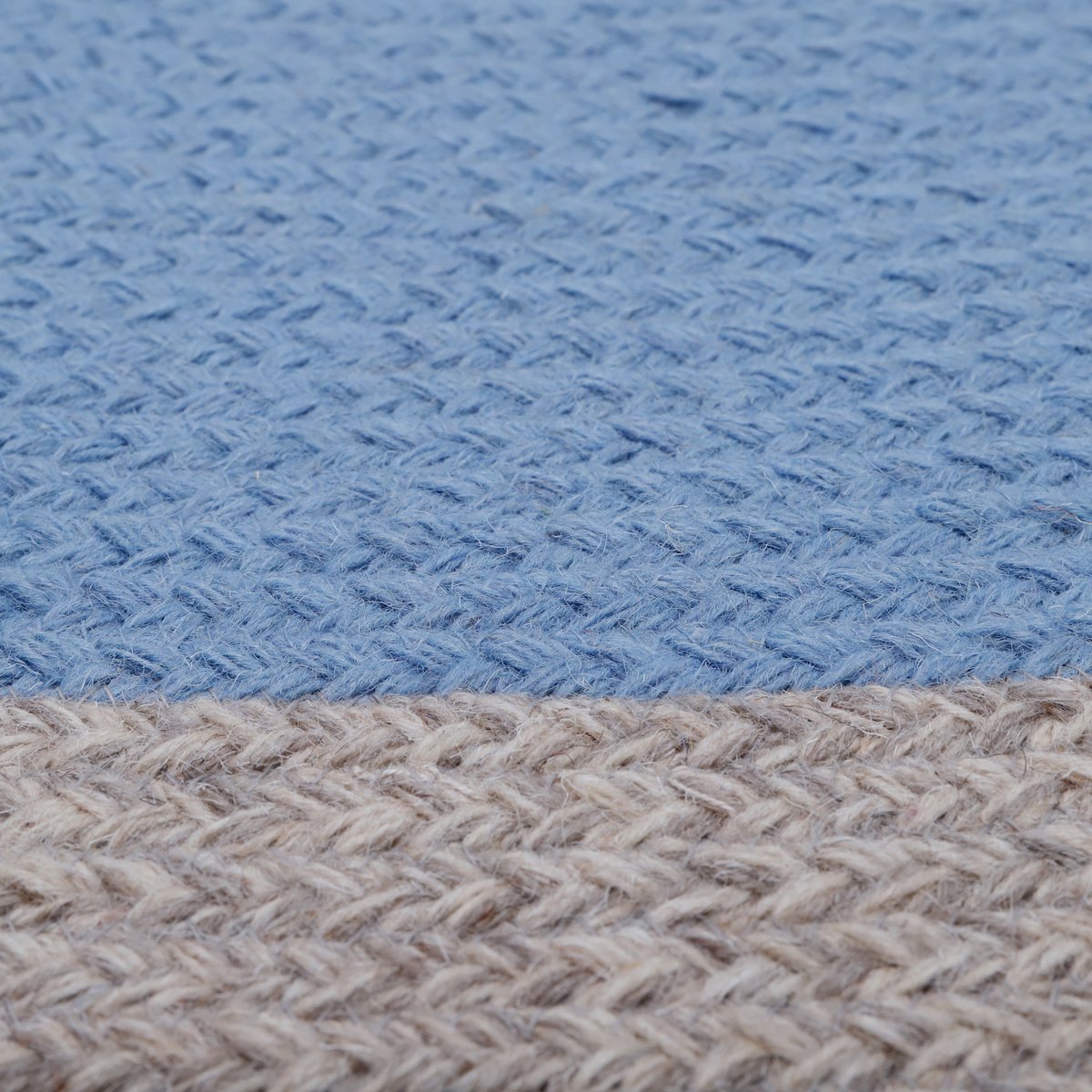 Tapis laine rond NOLAN bleu / lin, NATTIOT
