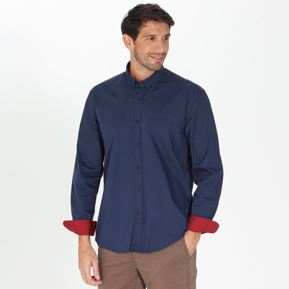 Chemise popeline manches longues en coton CROSBY marine, GENTLEMAN FARMER