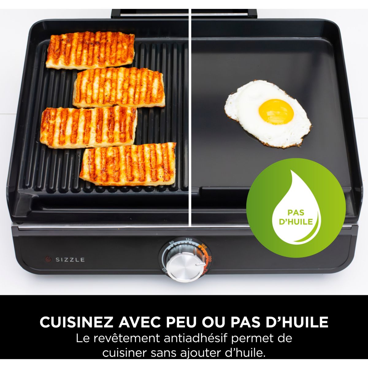 Plancha électrique GR101EU grill/plancha à poser, 34x34 cm couleur unique, NINJA