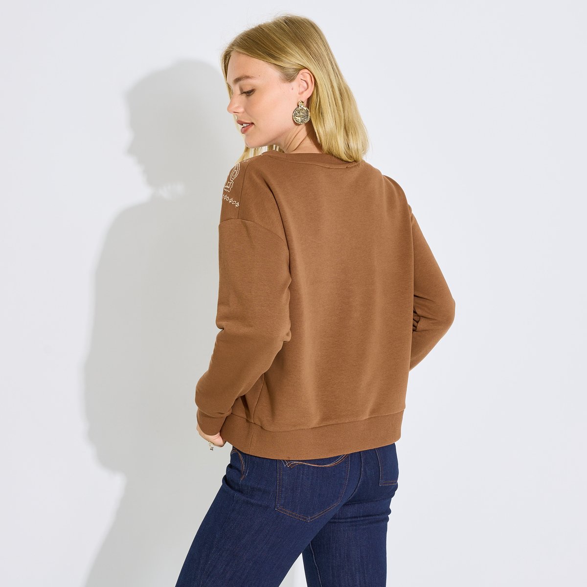 Sweat broderie bandana marron moka, GRAIN DE MALICE