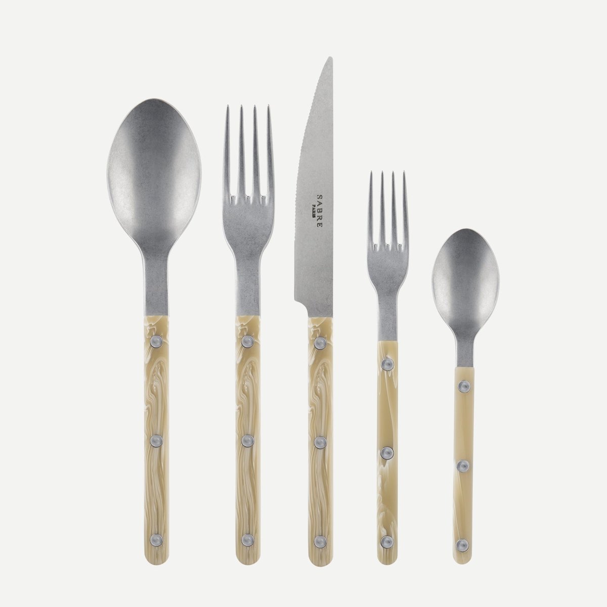 Set de 5 couverts de table, Bistrot Vintage effet corne, SABRE