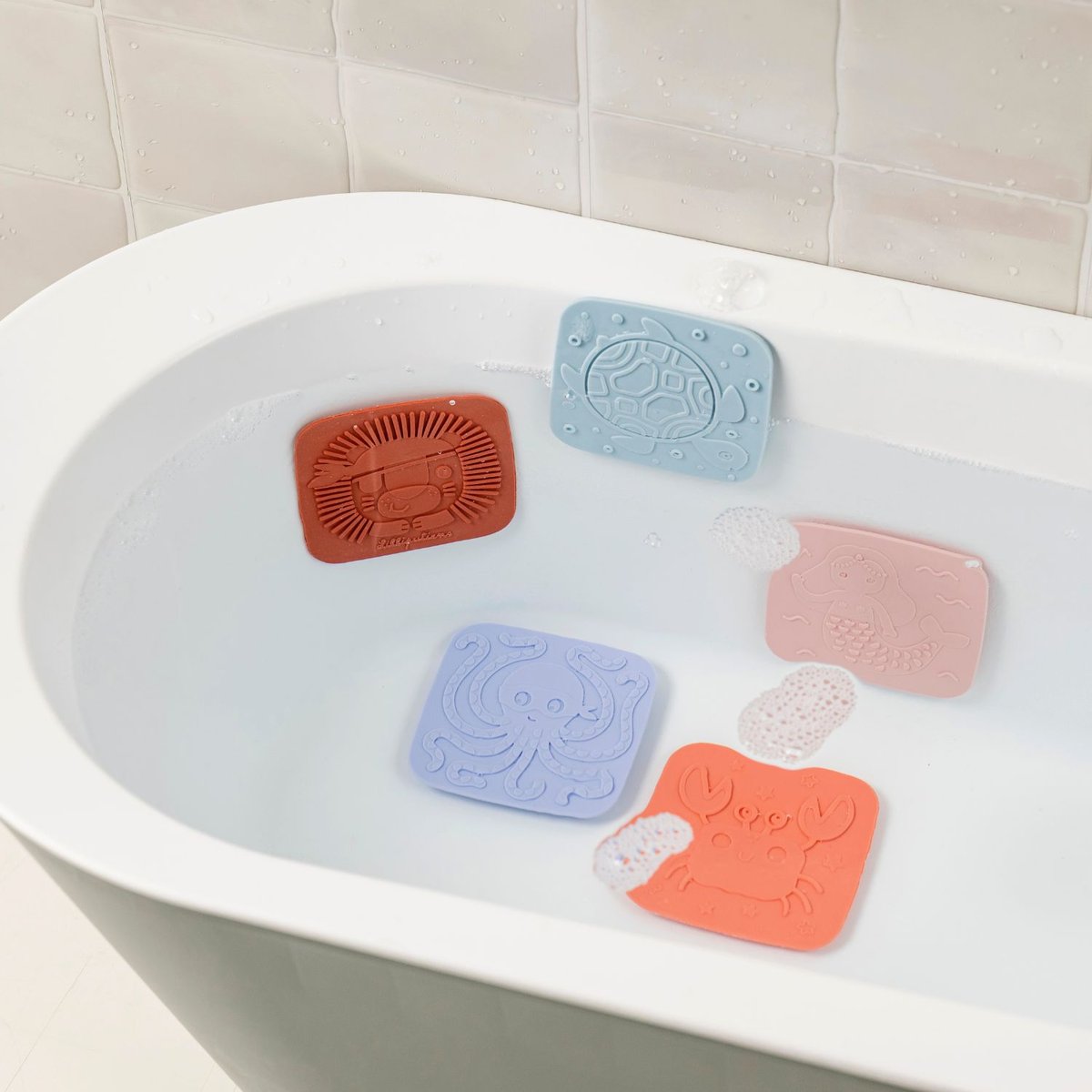Lot de 5 dalles sensorielles pour le bain multicolore, LILLIPUTIENS