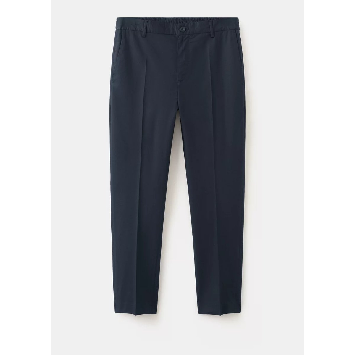 Pantalon slim fit cropped coton mélangé bleu marine, MANGO MAN