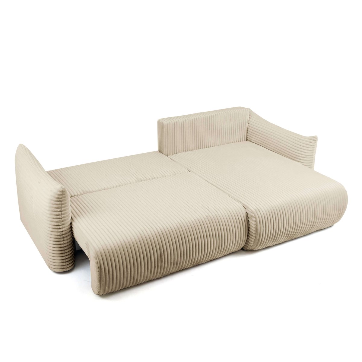 Canapé d'angle convertible velours  GLORIA beige, BAÏTA