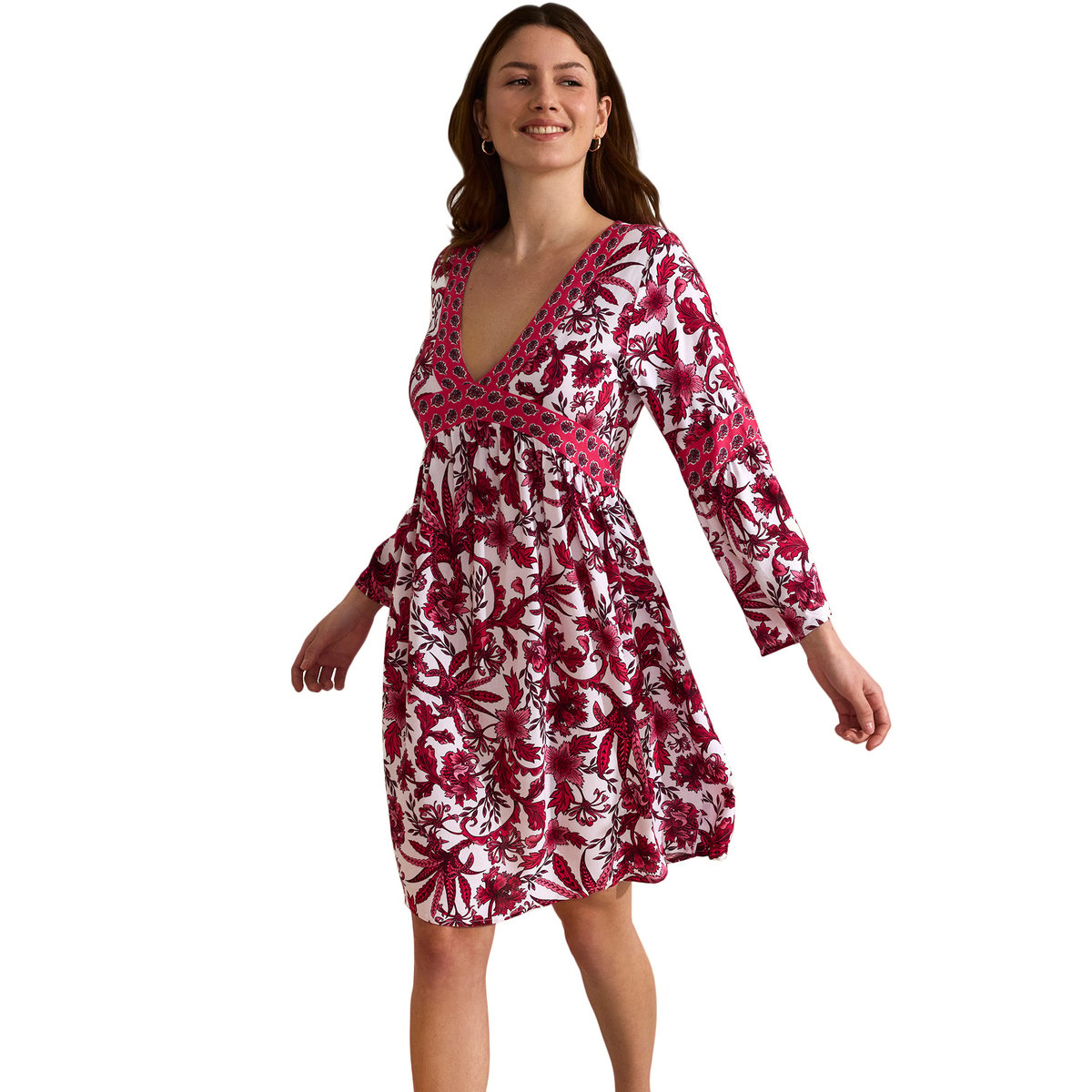 Robe estivale manches trois-quarts ACANTHUS rose, SELMARK MARE