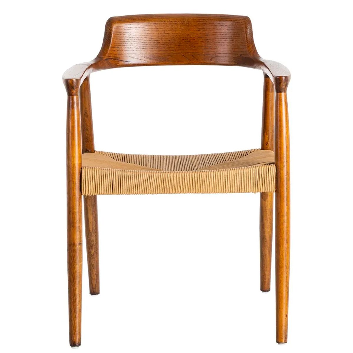 Fauteuil design en bois d'hévéa et assise cordage 57x57x78cm bois, WADIGA