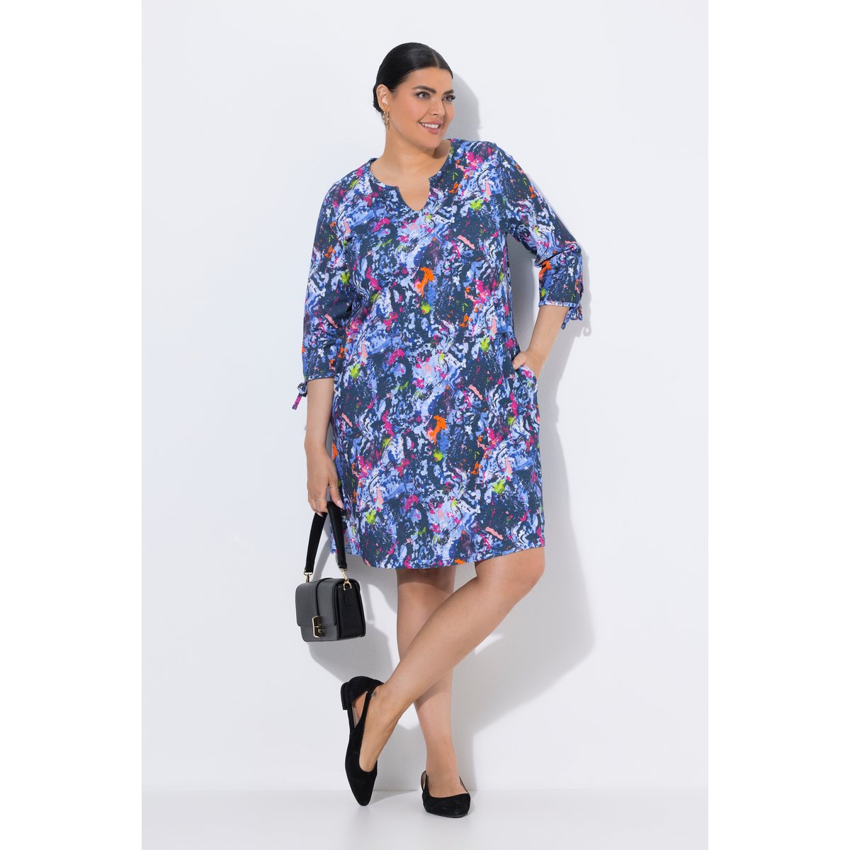 Robe en jersey, coupe évasée bleu encre, ULLA POPKEN