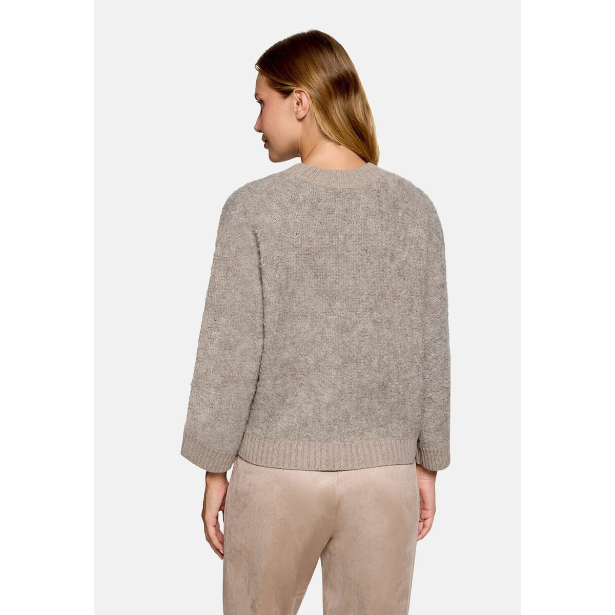 Pull-over en maille à bordures côtelées taupe melange, BETTY & CO