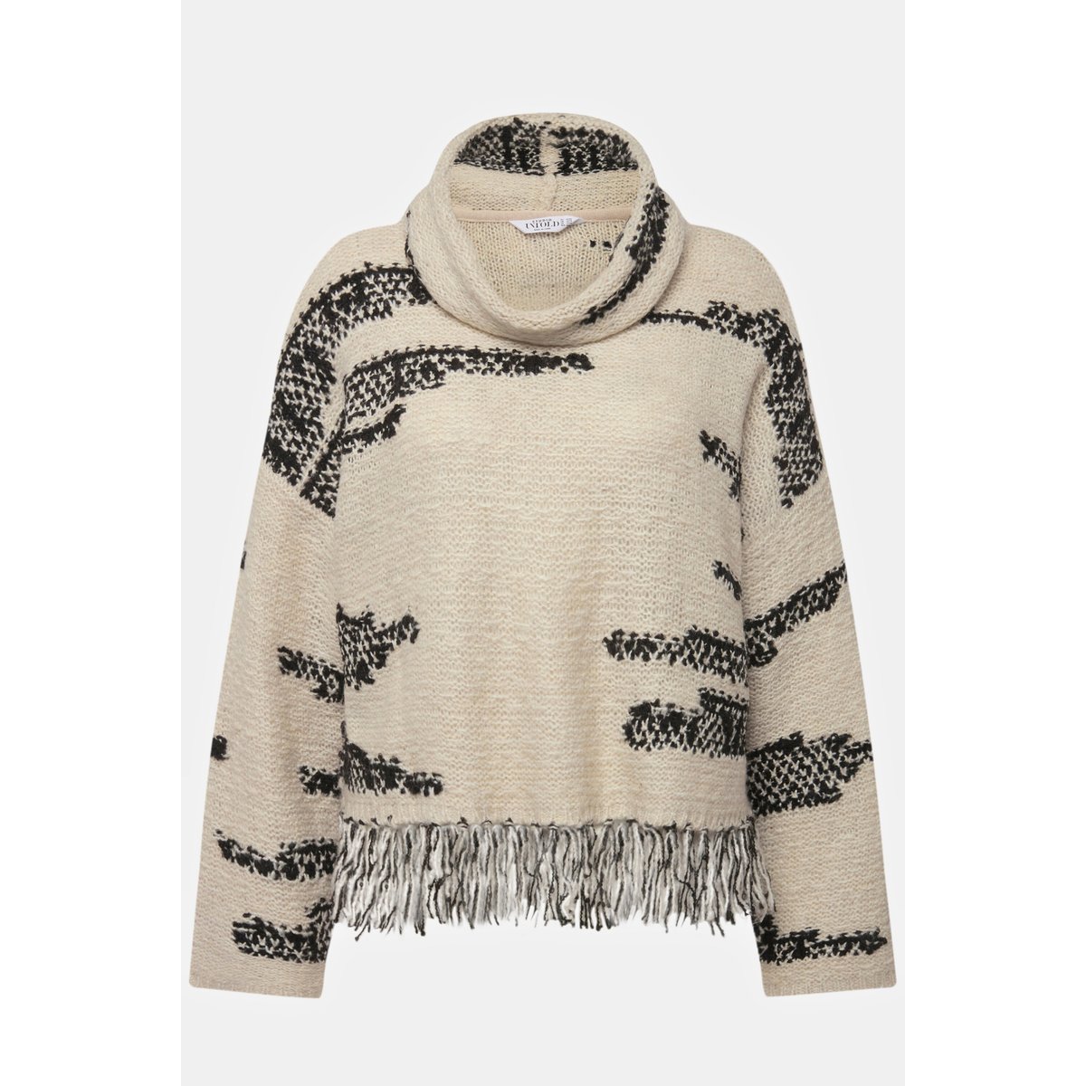 Pull à col roulé, oversized, maille Jacquard blanc cassé, STUDIO UNTOLD