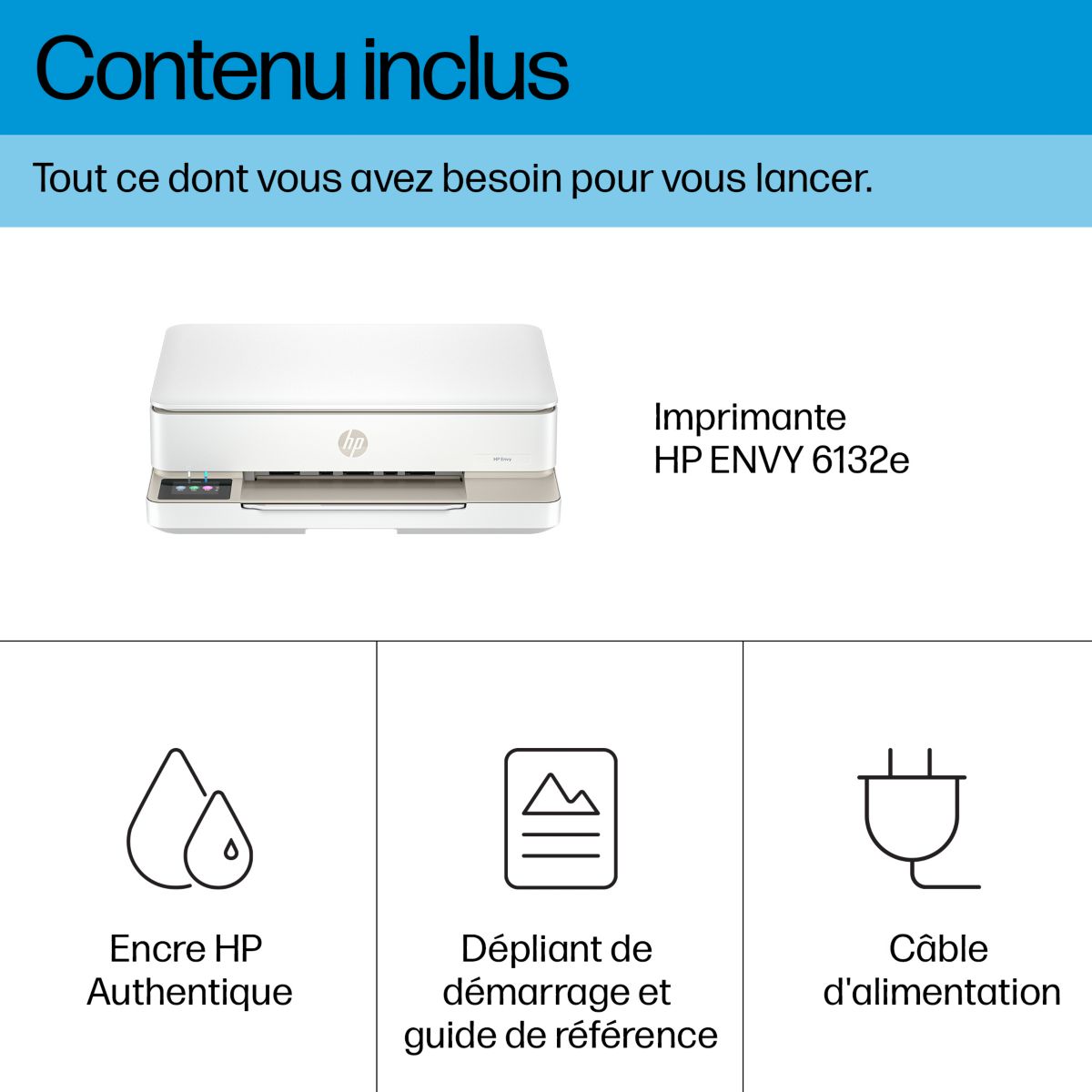 Imprimante jet d'encre Envy 6132e/6120e éligible Instant Ink couleur unique, HP