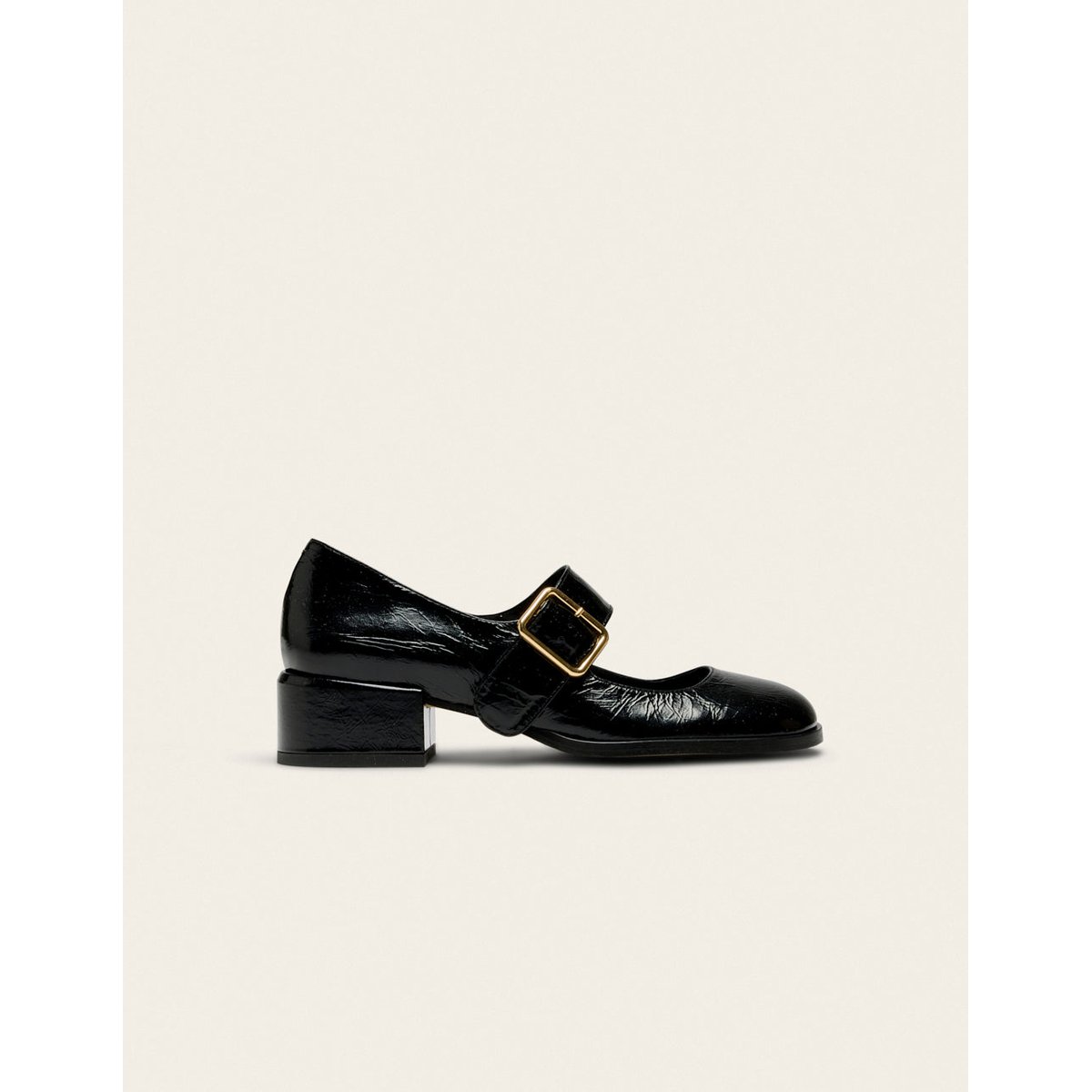 Escarpins AMARI cuir plissé verni noir, ODAJE
