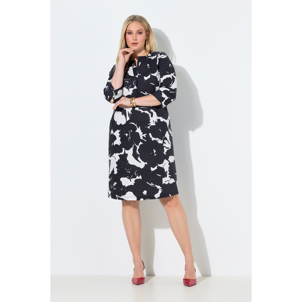 Robe tunique à fleurs noir, ULLA POPKEN