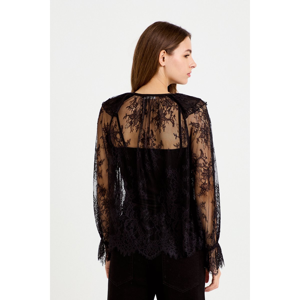 Blouse manches longues en dentelle noir, CACHE CACHE