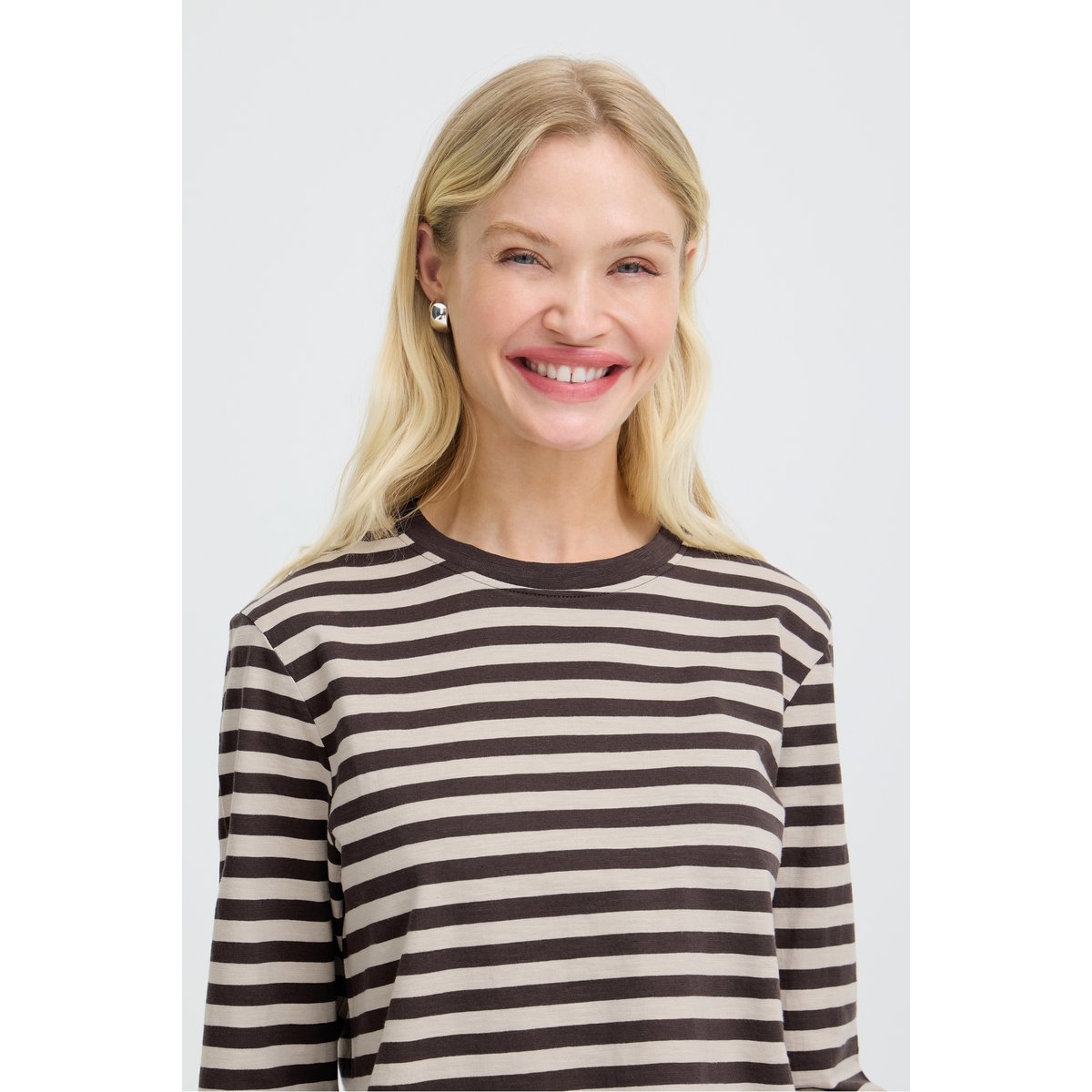 Á manches longues marron light & dark brown stripe, B.YOUNG