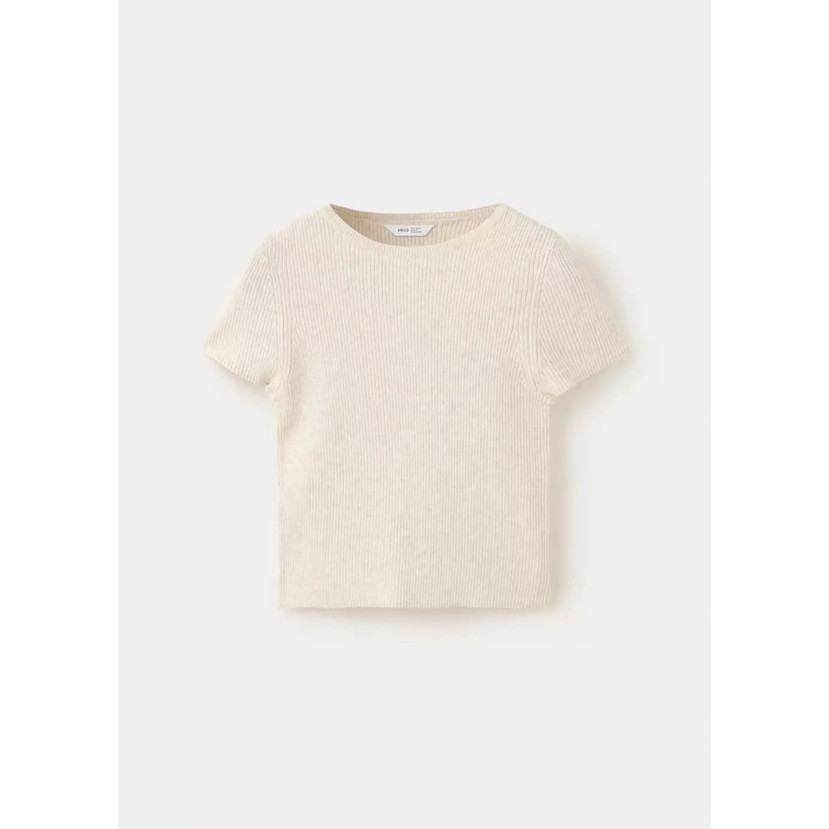 T-shirt manches courtes maille côtelée beige, MANGO KIDS