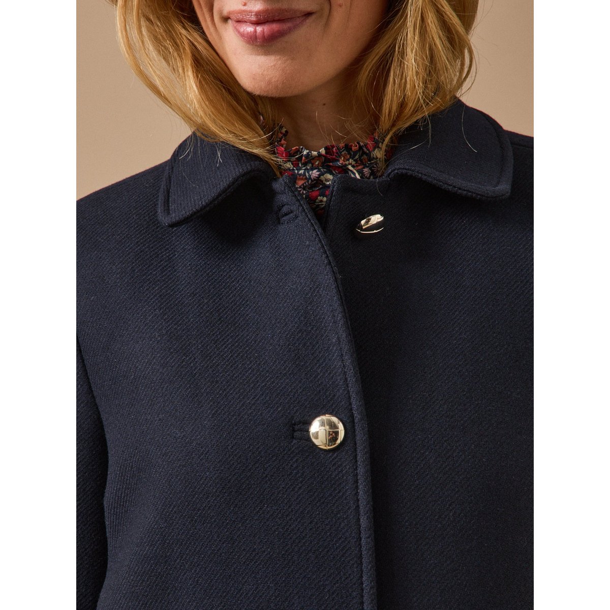 Manteau droit lainage uni encre, CYRILLUS