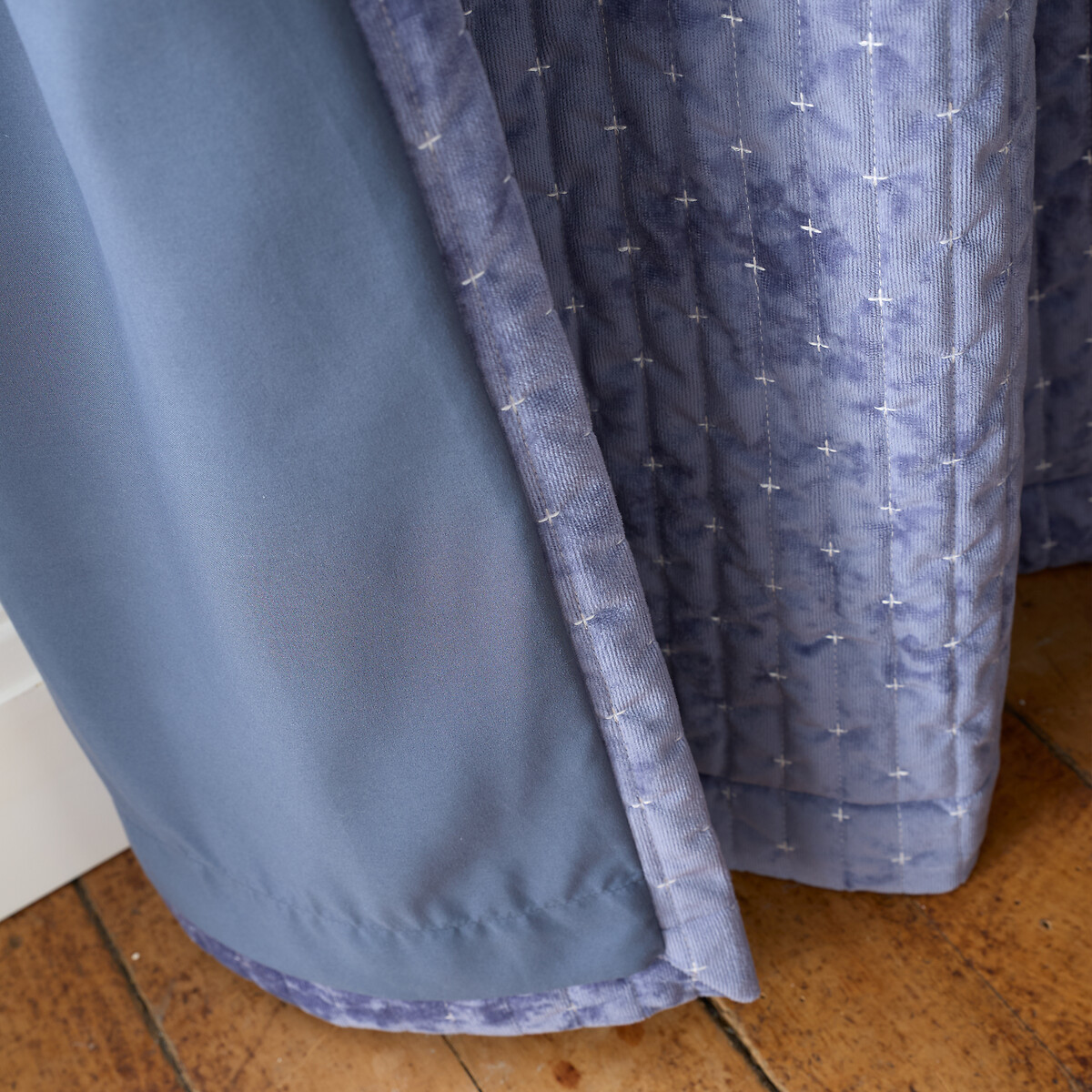 Attica Velvet Blackout Eyelet Curtains blue, BIANCA FINE LINENS