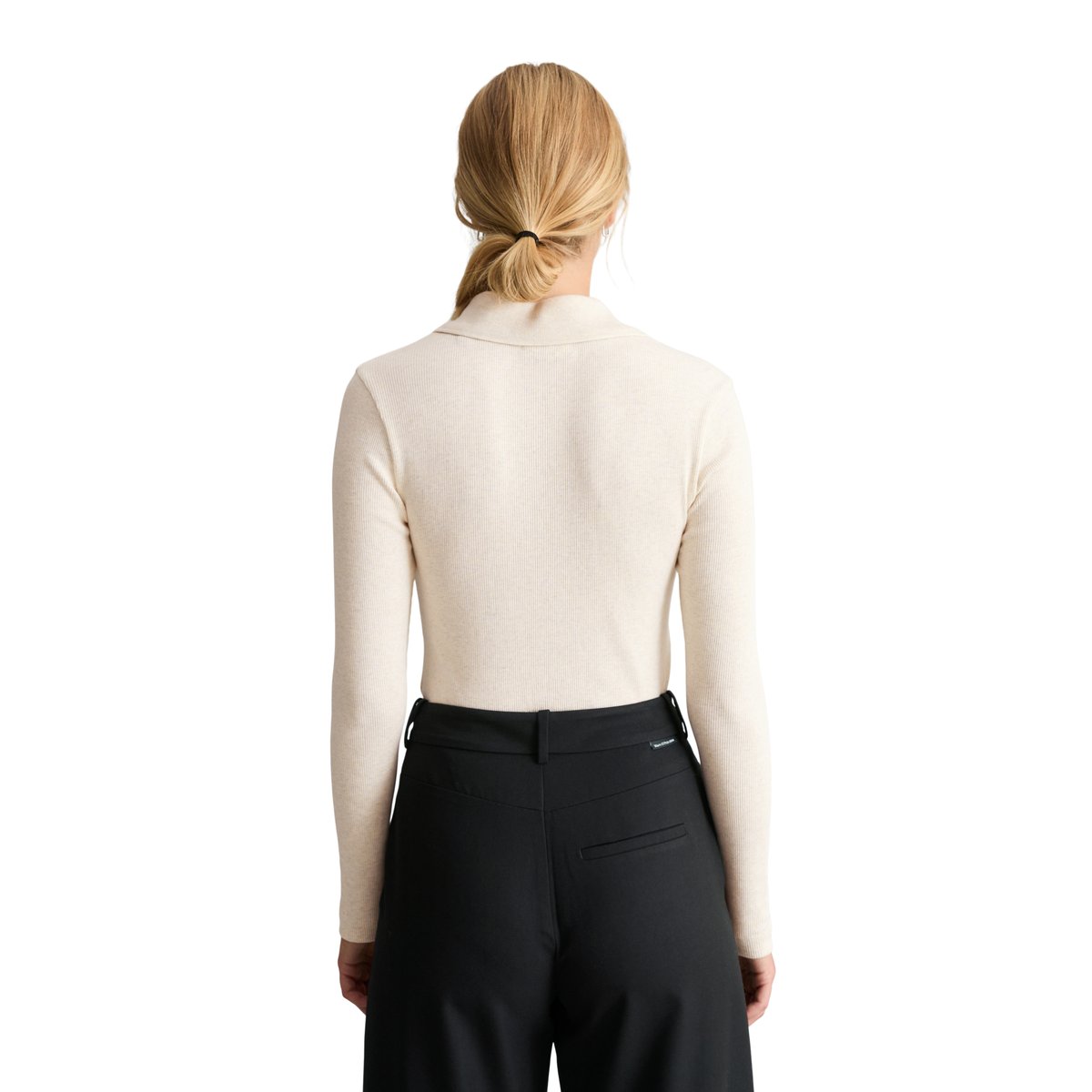 Chemisier slim en jersey en jersey côtelé doux blanc, MARC O’POLO DENIM