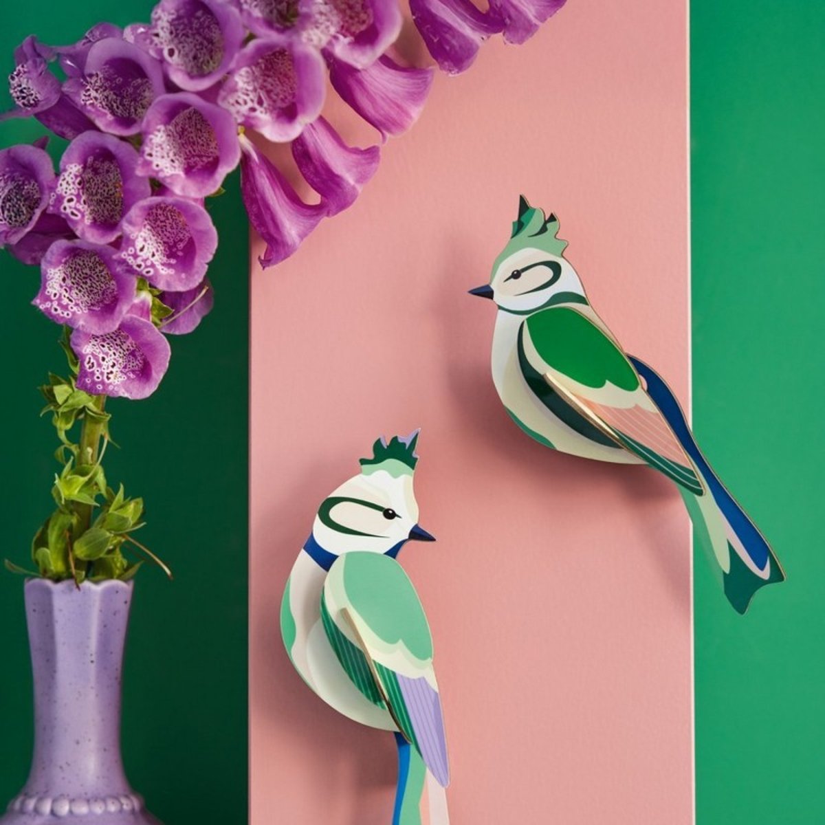 Oiseaux de jardin 3D décoratifs carton  Forest Crests vert, STUDIO ROOF